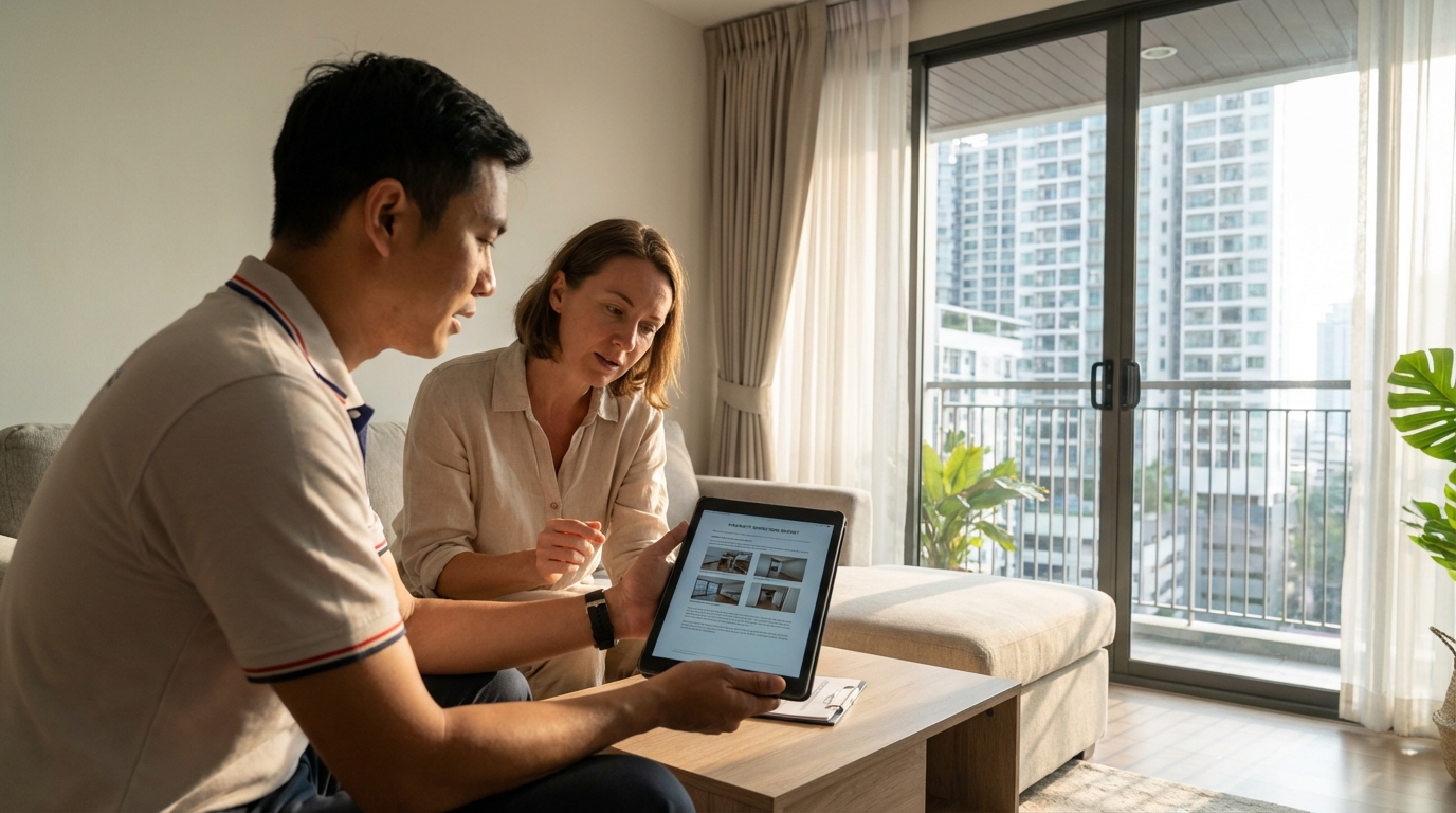 Professional inspection report being delivered to expat client